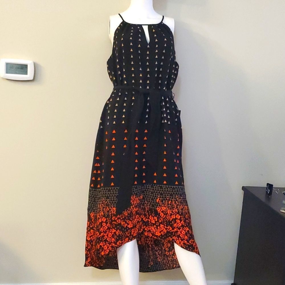 The Limited mid length orange and black sleeveless dress, L, NWT